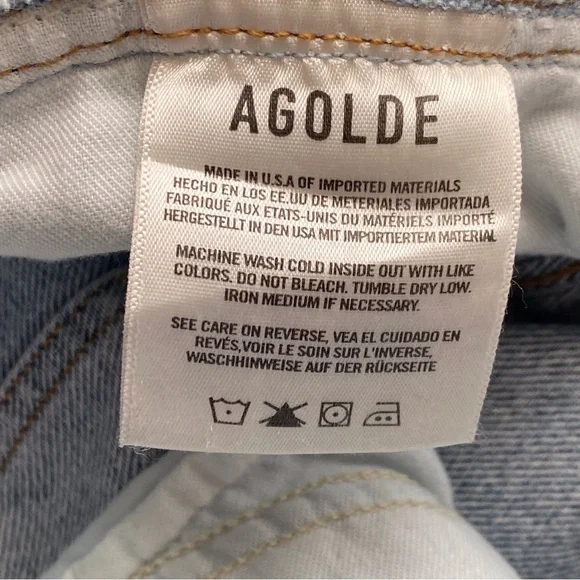 AGOLDE Riya Elasticated Peg Jeans Woman 28 Blue 80s Pleated High Rise NO BELT - Picture 9 of 16